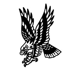 Aggressive eagle traditional tattoo flash art illustration