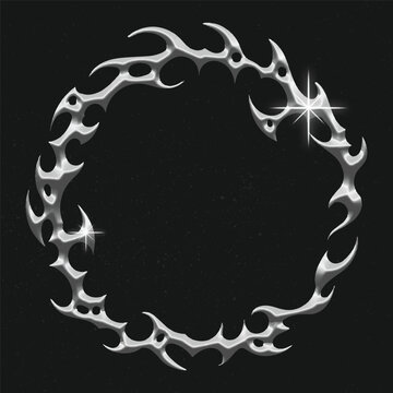 chrome metal of y2k tribal sigilism tatto. Flame shape in liquid mercury. 3d illustration of abstract neo tribal cyber sigil metallic melted modern burn form, design element. 3D Illustration