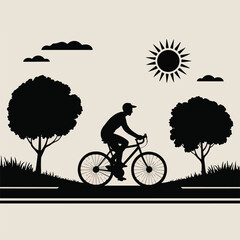Silhouette of cyclist riding a bicycle