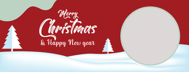 Christmas & Happy New Year Celebration Party Banner Design with Holiday Festive Elements, Special Offer Promotion Layout, Modern Web Banner, Header Template, Social Media Cover Background