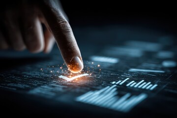 Hand taps a glowing blue AI checkmark on a digital document interface