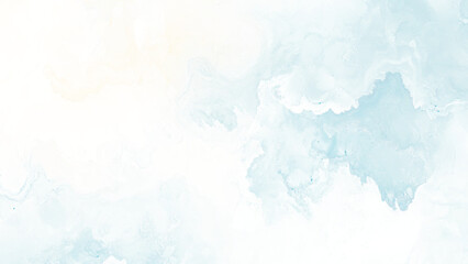 Abstract watercolor wash of teal and deep blue hues, creating a textured horizontal band against a white background