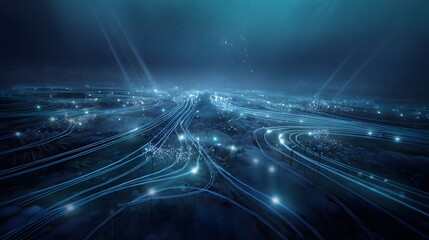 Futuristic underwater network illuminates ocean depths a modern data transmission concept