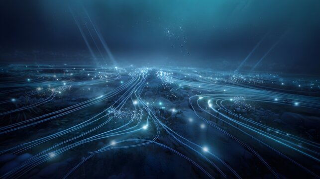 Futuristic underwater network illuminates ocean depths a modern data transmission concept
