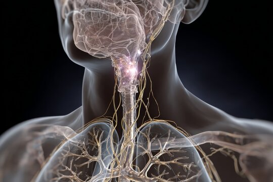 Vagus Nerve Stimulation and Acetylcholine Release: Stimulation of the vagus nerve leads to acetylcholine release, affecting bronchoconstriction and respiratory rhythm. 