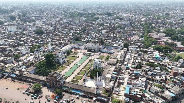 Aerial 4k shot of Chota Imambara in Husainabad, Lucknow, Uttar Pradesh, India