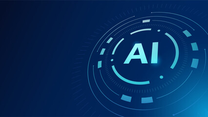 Abstract Circle with AI Text Logo for Futuristic representing Artificial Intelligence using Big Data Tech Concept within Vibrant Fluid Background.