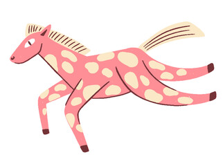 Hand drawn crayon abstract horse. New Year 2026 symbol, chalk pencil animal. Horoscope celebration graphic, holiday creative poster, banner, placard or calendar header print. Vector illustration