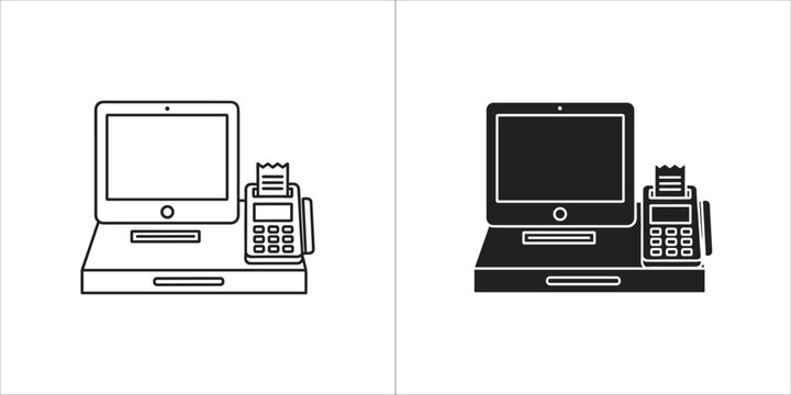 Cash register and payment terminal icon set