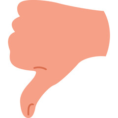 Close-Up Isolated Hand Giving Thumbs Down Sign Gesture in Peach Color with Transparent Background