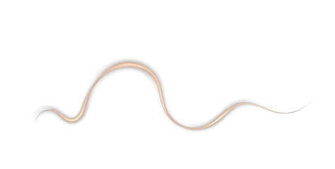 Light trail in golden glow, dynamic wave swirl with fire line effect, luminous energy curves on transparent background PNG.