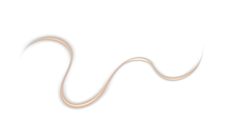 Light trail in golden glow, dynamic wave swirl with fire line effect, luminous energy curves on transparent background PNG.