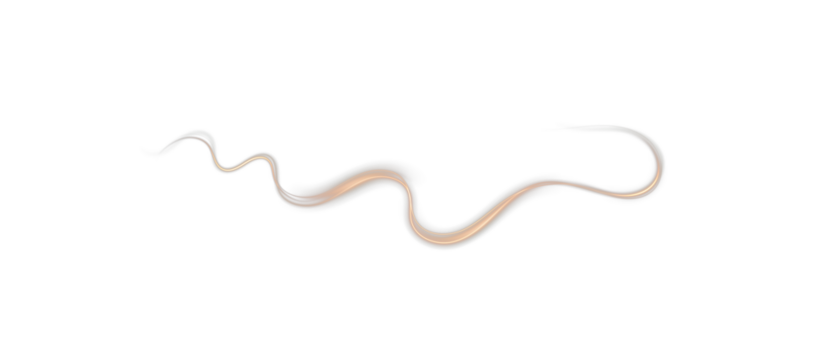 Light trail in golden glow, dynamic wave swirl with fire line effect, luminous energy curves on transparent background PNG.