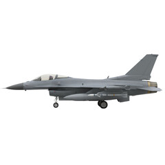 Sleek fighter aircraft rendering on transparent backdrop presenting modern aviation design for
