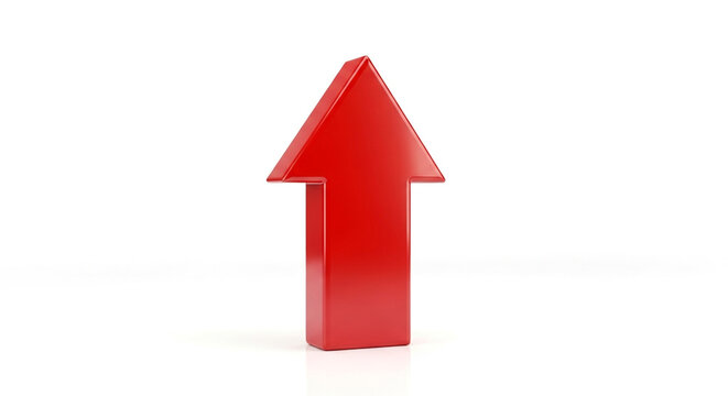 Bold red arrow points upwards signifying growth, success, and positive progress in business and life