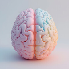 Colorful Abstract Brain 3D Illustration and white background 