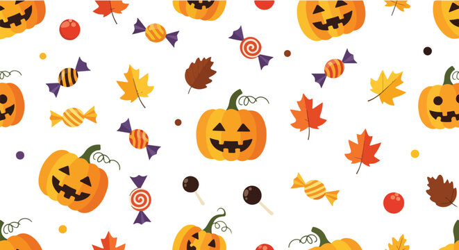 Pumpkin & Jack-o’-Lantern Vector Pattern