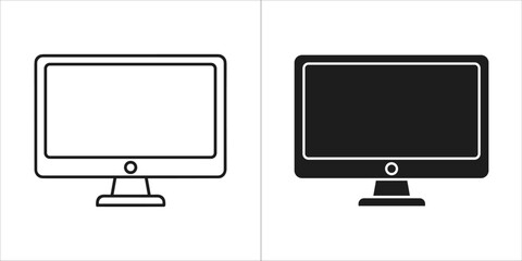 Two monitor icons, one outlined and one solid black