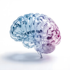 Pastel Glass Brain Concept and White Background