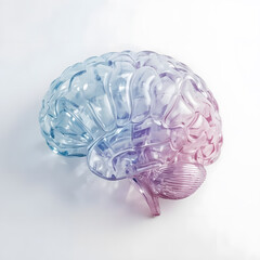 Pastel Glass Brain Concept on White Background 3D