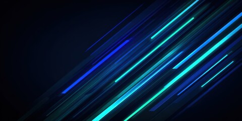 Abstract Background with Glowing Diagonal Blue and Teal Lines on Dark Backdrop