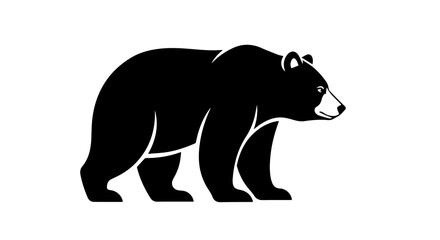 Stylized Bear Silhouette in Side Profile with Bold Contrast and Muscular Form