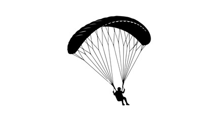 Parachuting Silhouette with Dome Canopy and Suspended Harnessed Passenger