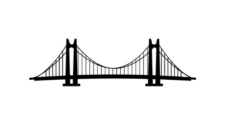 Obraz premium Suspension Bridge Silhouette with Tower Cables and Minimalist Symmetry