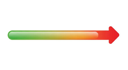 Vibrant progress bar with smooth gradient from green to red, indicating increasing levels or status with a dynamic arrow forward motion