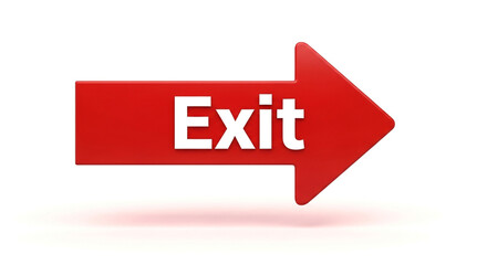 Bold red exit sign arrow points clearly to safety and escape routes in modern spaces