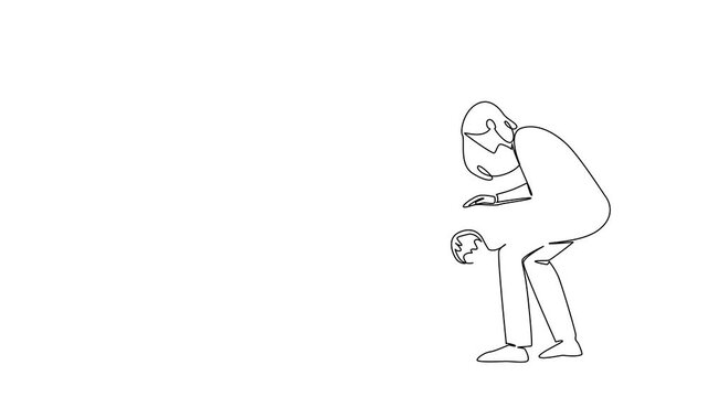 Animation of single continuous line drawing a mother holds and places her baby upside down on her thighs. Precautions for airway obstruction. National Heimlich Maneuver Day. Full length motion
