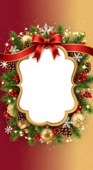 Christmas Holiday Greeting Background with Tree, Gifts, Lights, and Snowflake Decorations