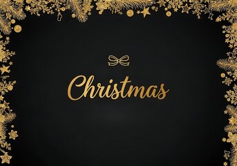 Black and Gold Christmas Border with Sparkling Decorations and Festive Light Effects