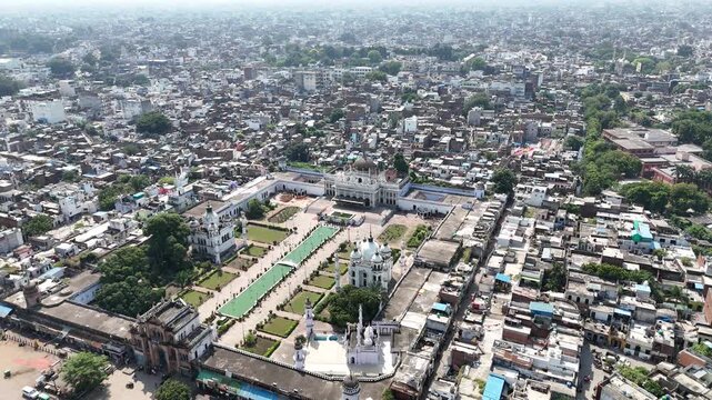 Aerial 4k shot of Chota Imambara in Husainabad, Lucknow, Uttar Pradesh, India