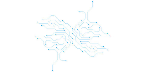 Fototapeta premium Technology blue circuit diagram on white background. High-tech circuit board connection system.Vector abstract technology on white background.