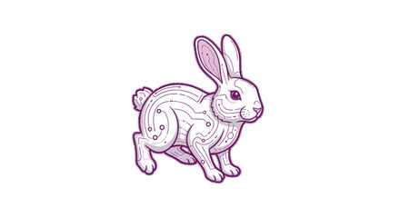 Futuristic bunny with vibrant tech circuit design for AI concepts, robotics, and cutting-edge technology visuals in modern marketing and branding projects