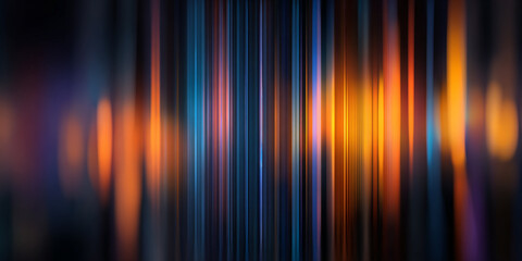 Blurry vertical stripes of orange blue and purple light abstract background