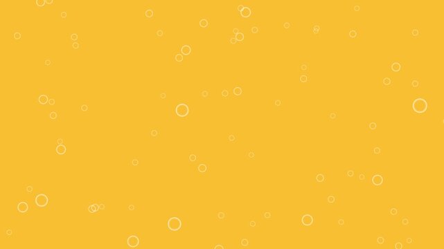 Background animation with beer bubbles on a yellow background. 4K