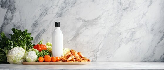 Gourmet Noodles and Wings with Fresh Vegetables