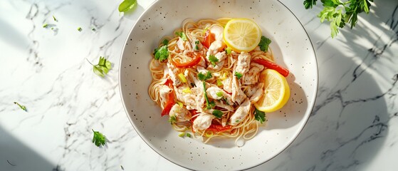 Savory Noodle Chicken Dish with Lemon