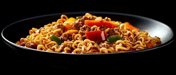 Savory Noodles with Meat and Peppers