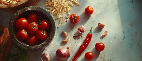 Tomato Farfalle Recipe Notebook with Garlic