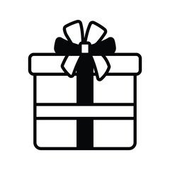Wrapped gift box with a ribbon, glyph icon of gift box in modern style