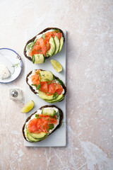 Salmon sandwiches with avocado