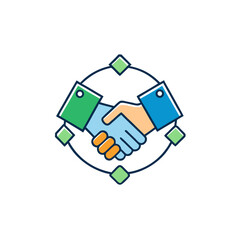 Symbolic handshake representing partnership agreement and collaboration in business
