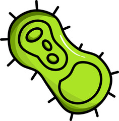 Cute Green Cartoon Germ or Bacteria Microorganism