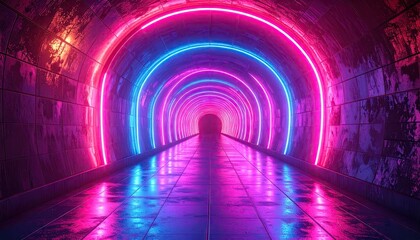 Pink And Blue Neon Tunnel Lights