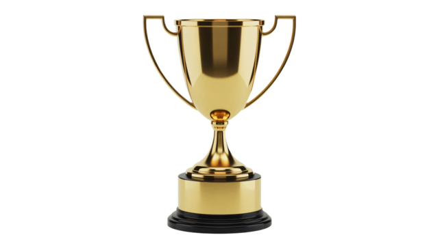 Celebrate victory with this radiant golden trophy for your accomplishments