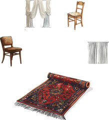 Illutration Of carpet, set of household appliances 