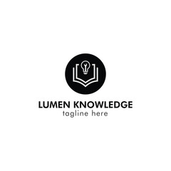 Illumination of Knowledge: A minimalistic logo design showcasing an open book with a glowing lightbulb, symbolizing enlightenment, learning, and the pursuit of knowledge.